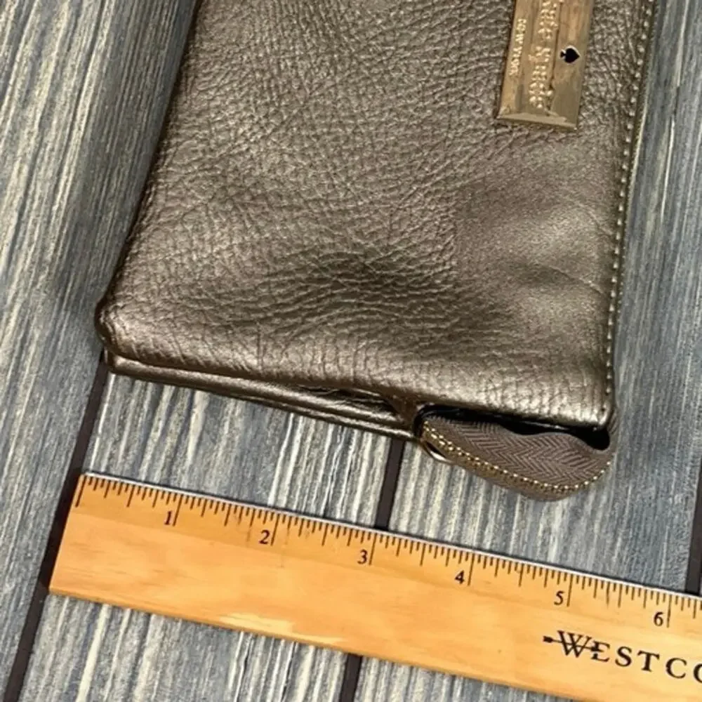 Kate Spade Crossbody Purse Wallet Wristlet Metallic Leather Pebbled Soft Pockets